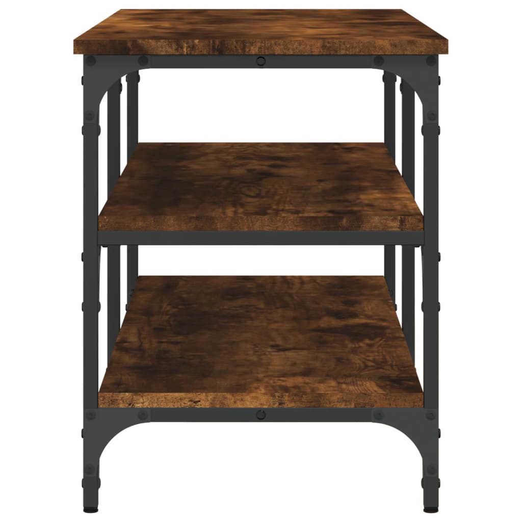 Füstös tölgy színű szerelt fa cipőtároló pad 100 x 38,5 x 49 cm