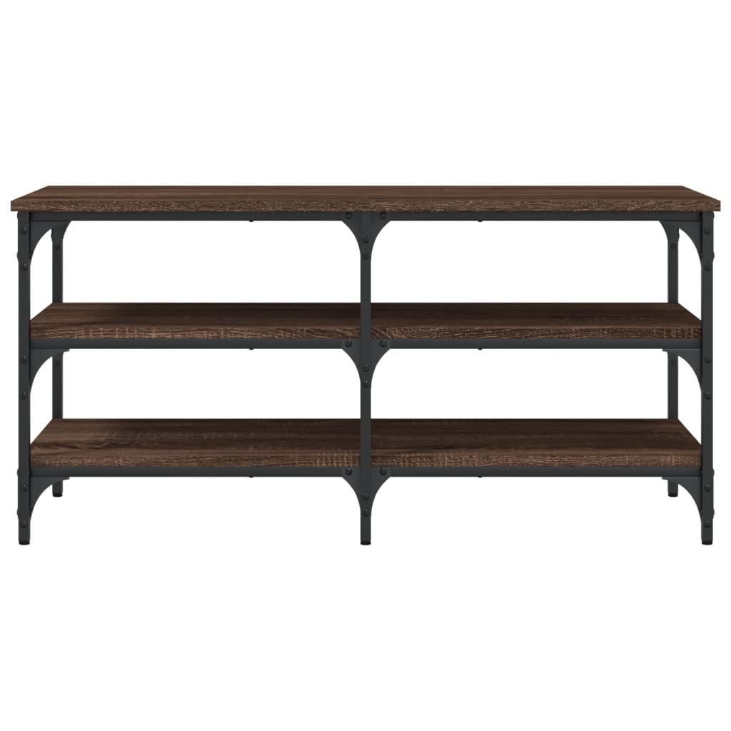 Barna tölgy színű szerelt fa cipőtároló pad 100 x 38,5 x 49 cm