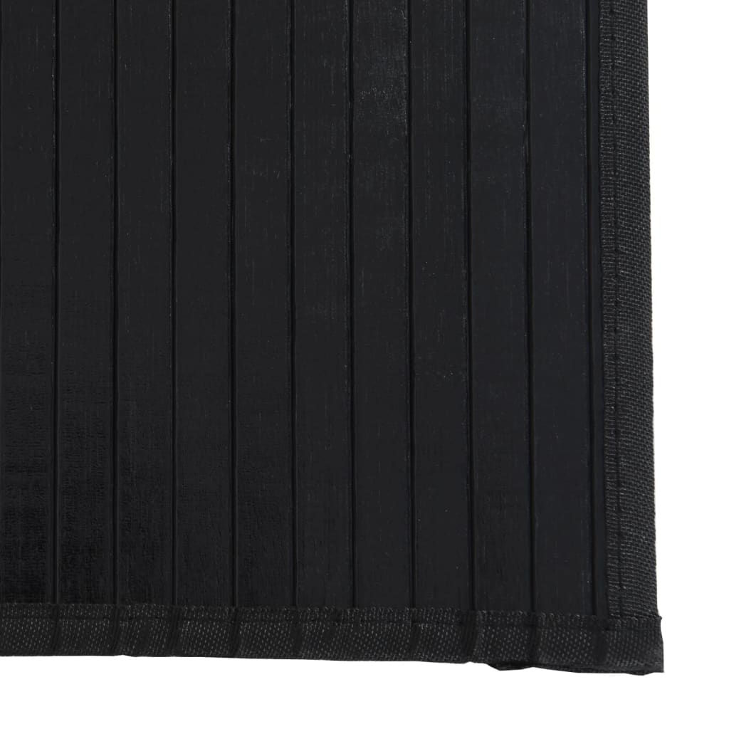 Négyszögletű fekete bambusz szőnyeg 60 x 100 cm