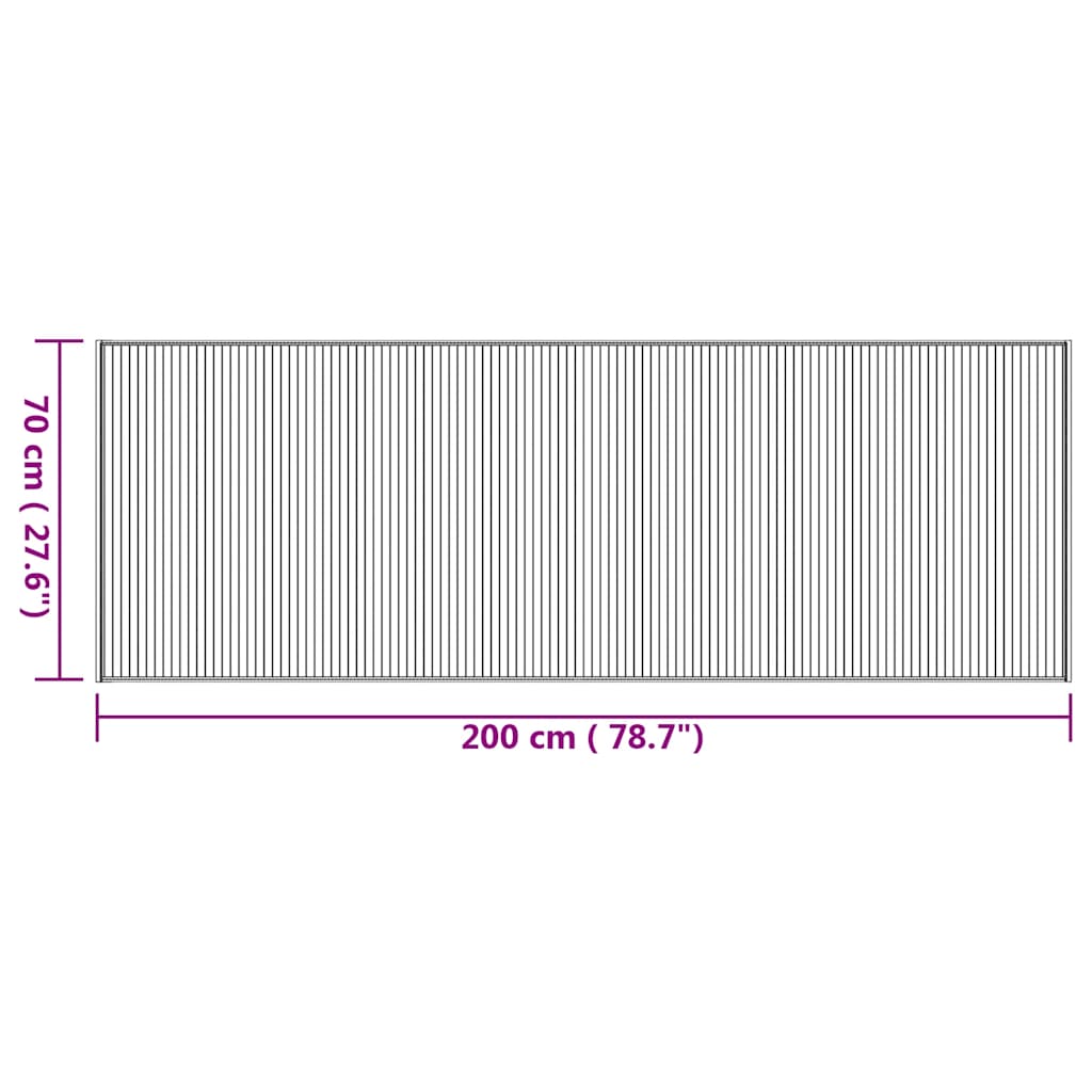 Négyszögletű természetes bambusz szőnyeg 70 x 200 cm