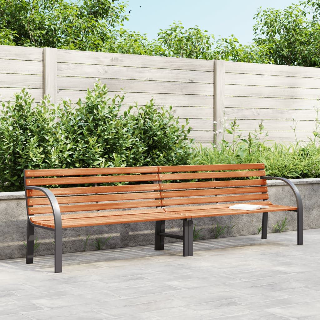 Barna fa és porszórt acél kerti pad 231 cm