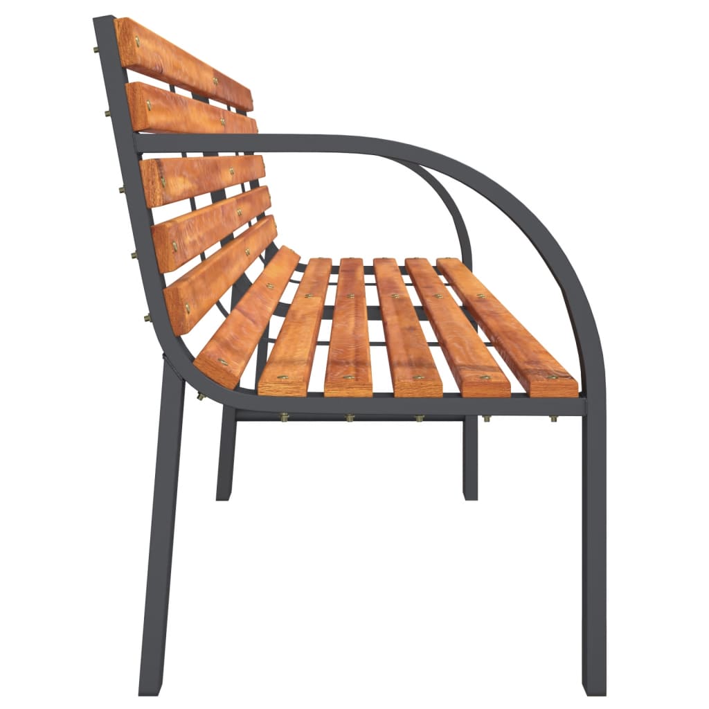 Barna fa és porszórt acél kerti pad 231 cm