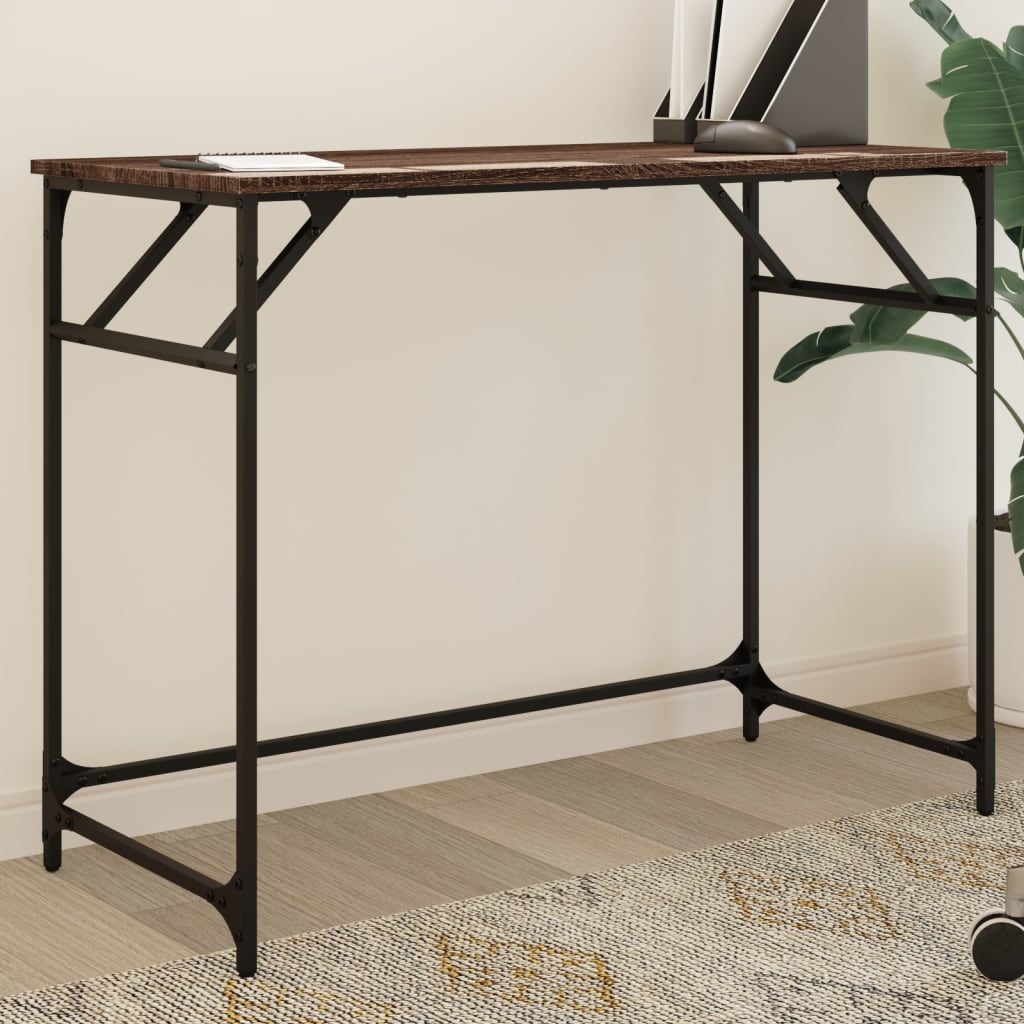 Barna tölgy szerelt fa és porszórt acél íróasztal 100x45x76 cm Barna tölgy szerelt fa és porszórt acél íróasztal 100x45x76 cm