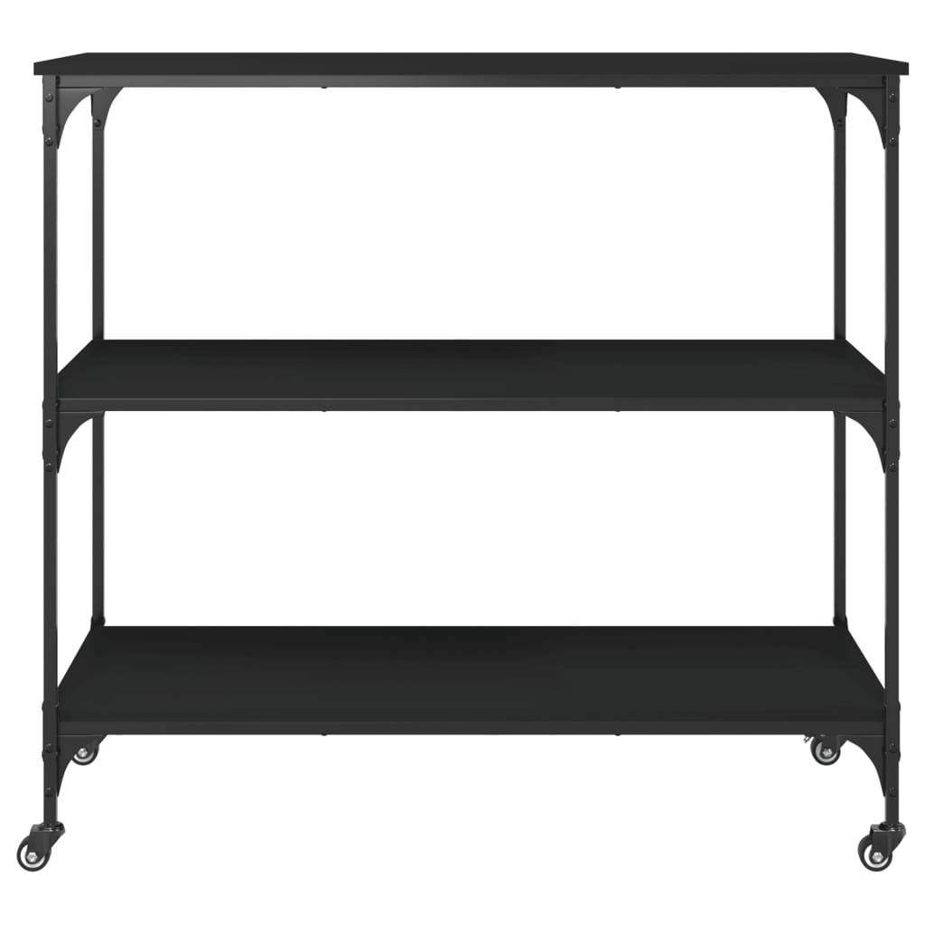 Fekete szerelt fa konyhai kocsi 102 x 50 x 95 cm Fekete szerelt fa konyhai kocsi 102 x 50 x 95 cm