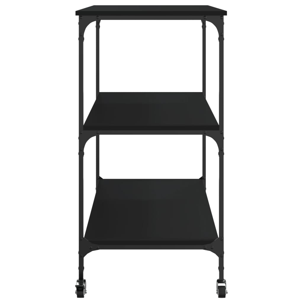 Fekete szerelt fa konyhai kocsi 102 x 50 x 95 cm Fekete szerelt fa konyhai kocsi 102 x 50 x 95 cm