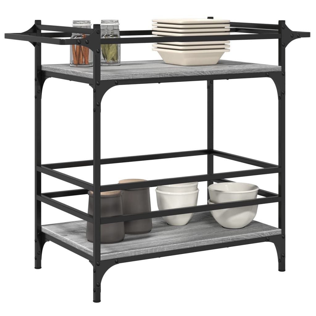 Szürke sonoma szerelt fa zsúrkocsi 82 x 40 x 78,5 cm Szürke sonoma szerelt fa zsúrkocsi 82 x 40 x 78,5 cm