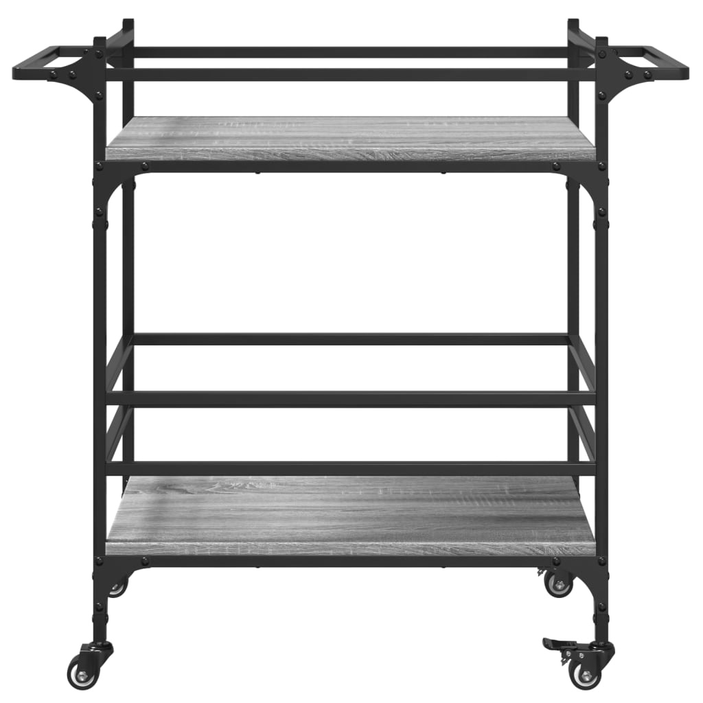 Szürke sonoma szerelt fa zsúrkocsi 82 x 40 x 78,5 cm Szürke sonoma szerelt fa zsúrkocsi 82 x 40 x 78,5 cm
