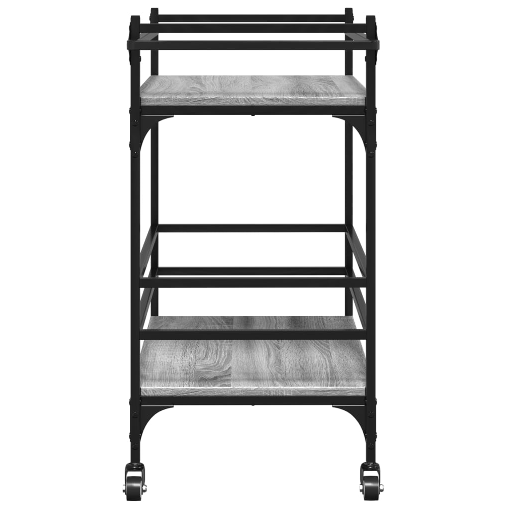Szürke sonoma szerelt fa zsúrkocsi 82 x 40 x 78,5 cm Szürke sonoma szerelt fa zsúrkocsi 82 x 40 x 78,5 cm