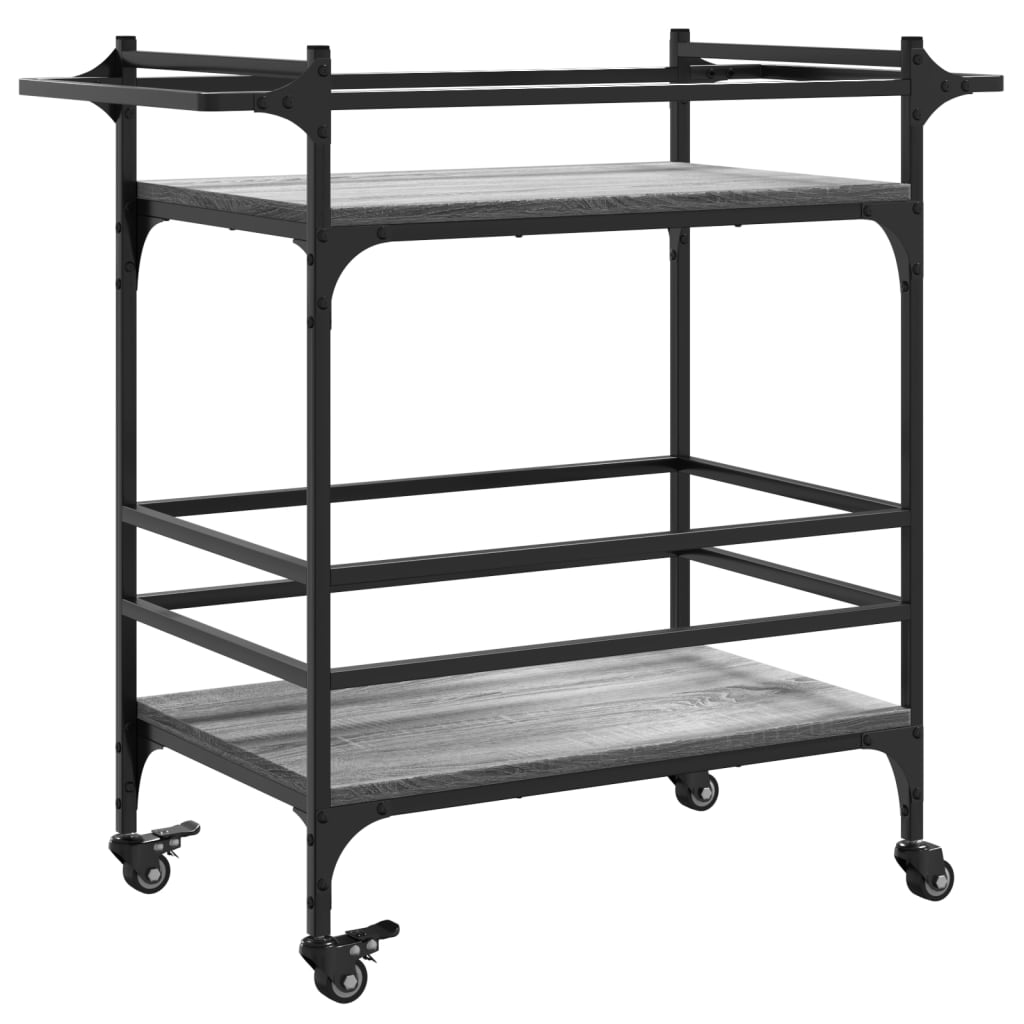 Szürke sonoma szerelt fa zsúrkocsi 82 x 40 x 78,5 cm Szürke sonoma szerelt fa zsúrkocsi 82 x 40 x 78,5 cm