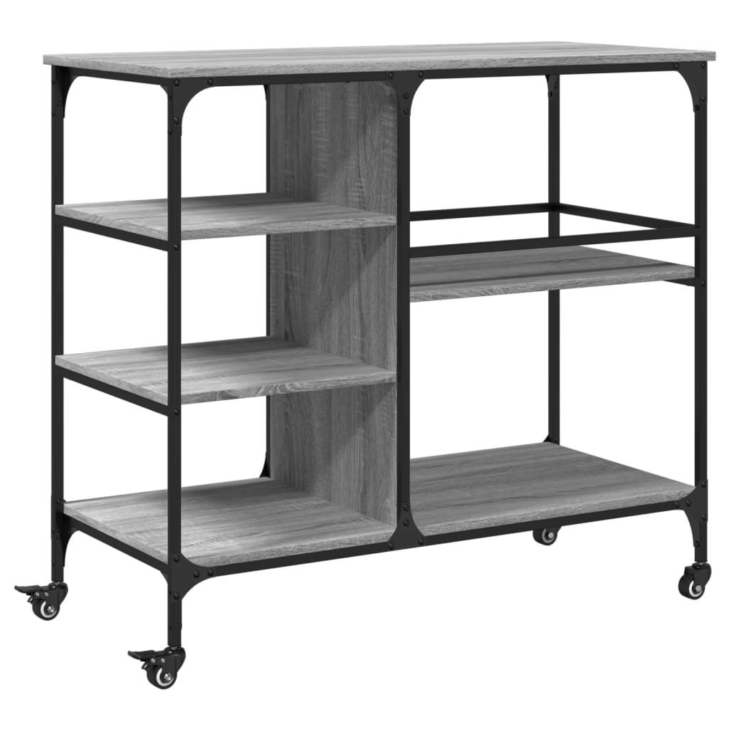 Szürke sonoma színű szerelt fa zsúrkocsi 100 x 45 x 89,5 cm Szürke sonoma színű szerelt fa zsúrkocsi 100 x 45 x 89,5 cm