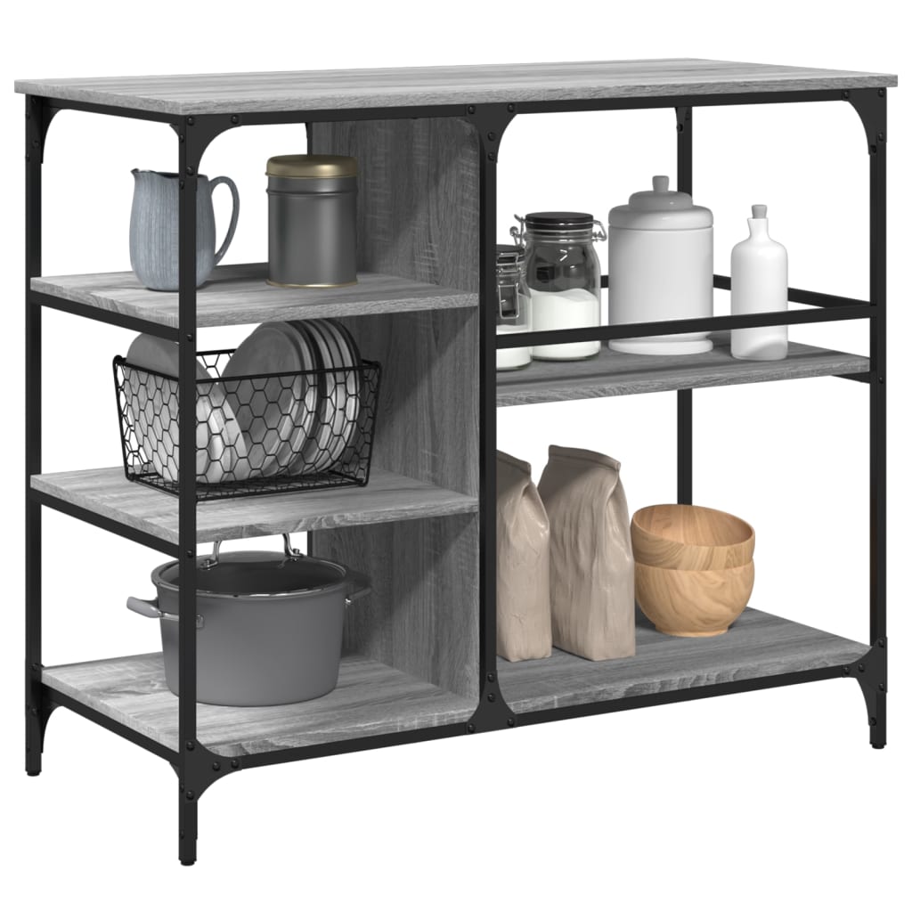 Szürke sonoma színű szerelt fa zsúrkocsi 100 x 45 x 89,5 cm Szürke sonoma színű szerelt fa zsúrkocsi 100 x 45 x 89,5 cm