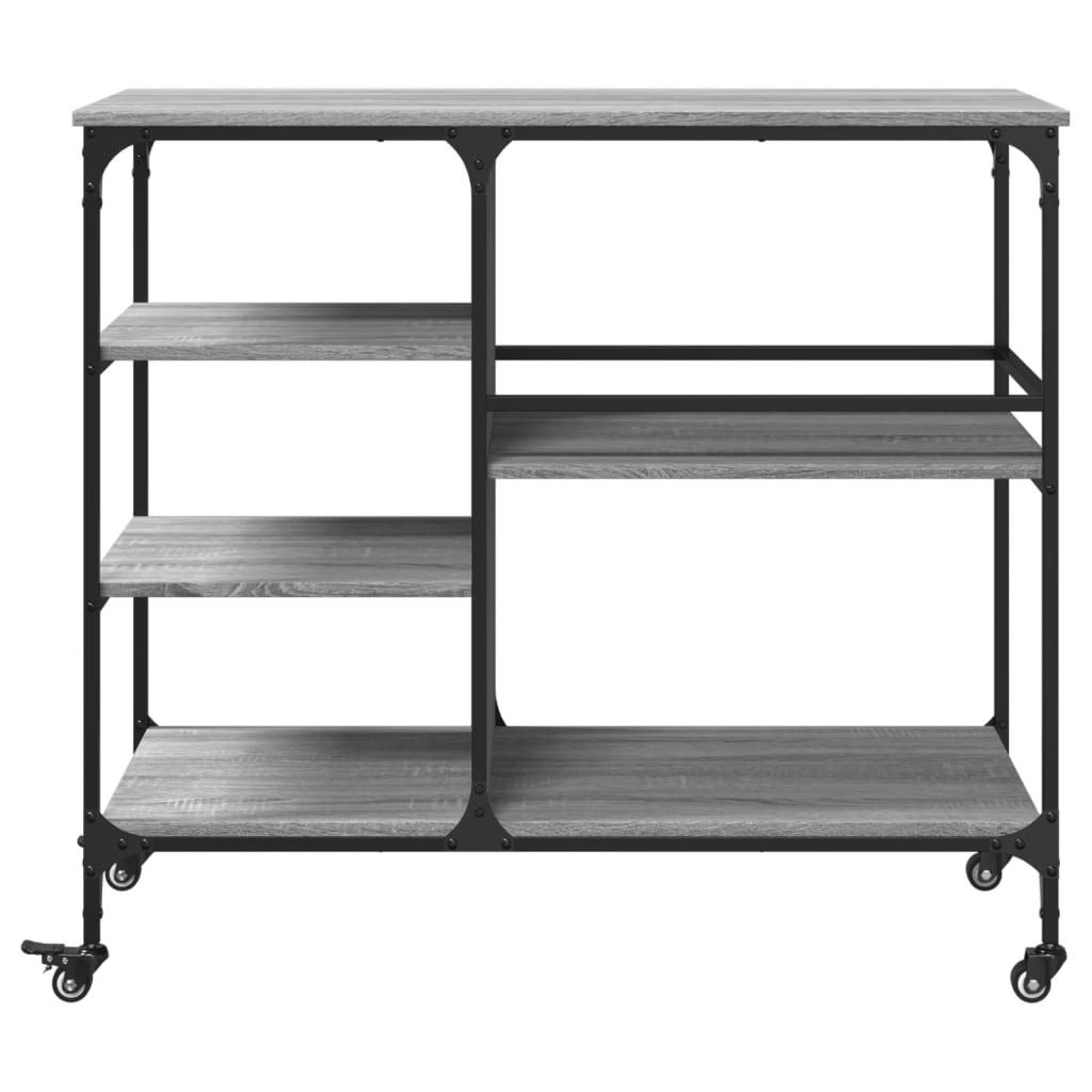 Szürke sonoma színű szerelt fa zsúrkocsi 100 x 45 x 89,5 cm Szürke sonoma színű szerelt fa zsúrkocsi 100 x 45 x 89,5 cm