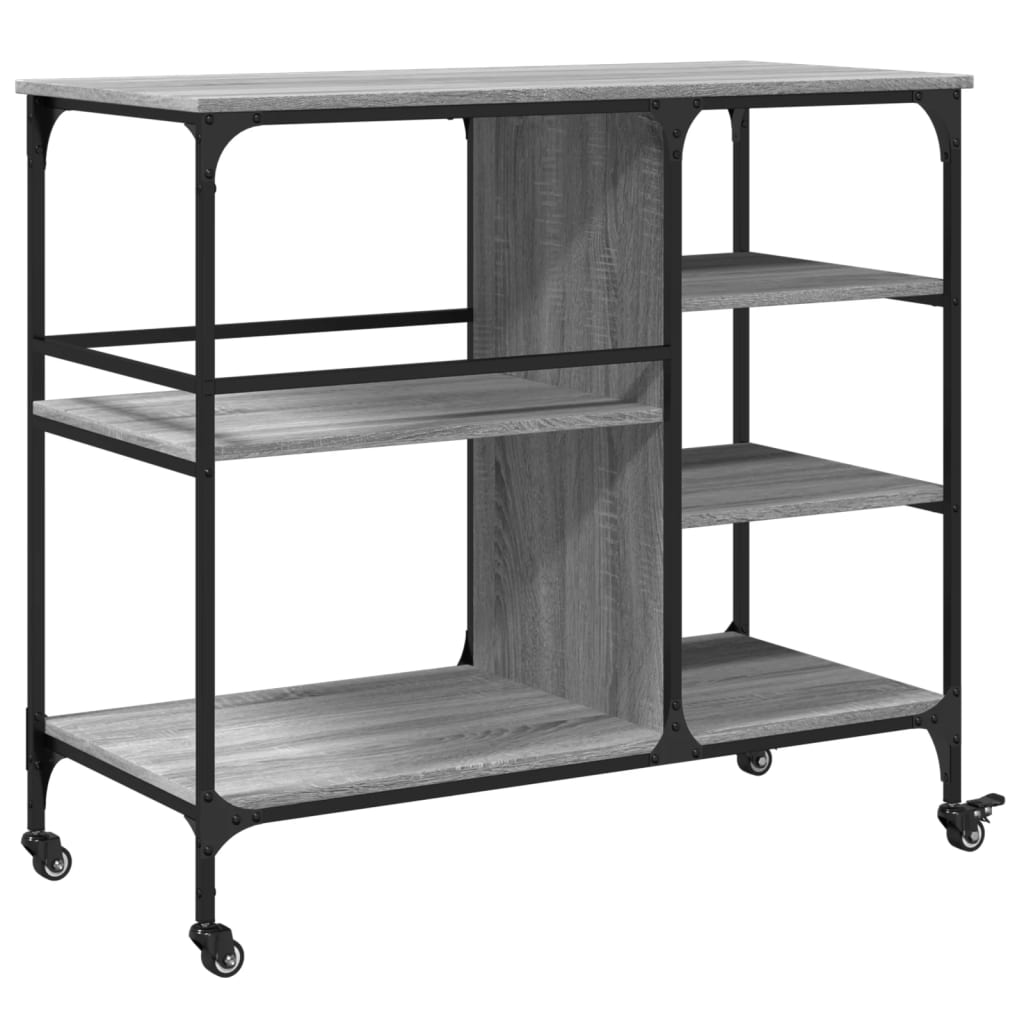 Szürke sonoma színű szerelt fa zsúrkocsi 100 x 45 x 89,5 cm Szürke sonoma színű szerelt fa zsúrkocsi 100 x 45 x 89,5 cm