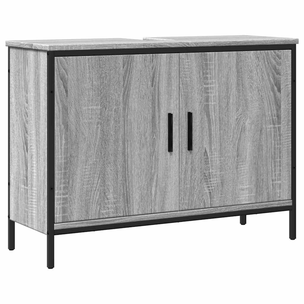 Szürke sonoma szerelt fa fürdőszobai mosdószekrény 80x30x60 cm