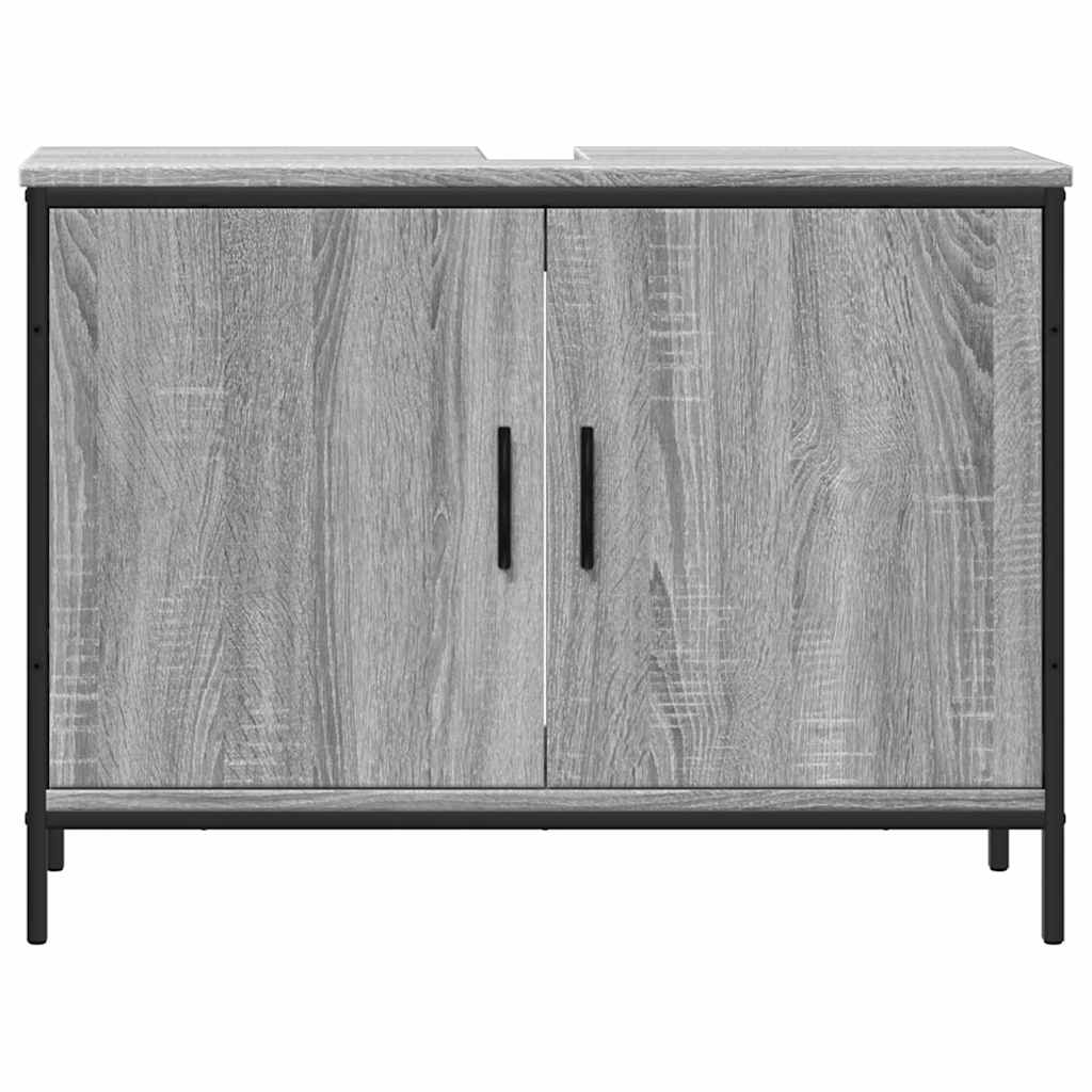 Szürke sonoma szerelt fa fürdőszobai mosdószekrény 80x30x60 cm