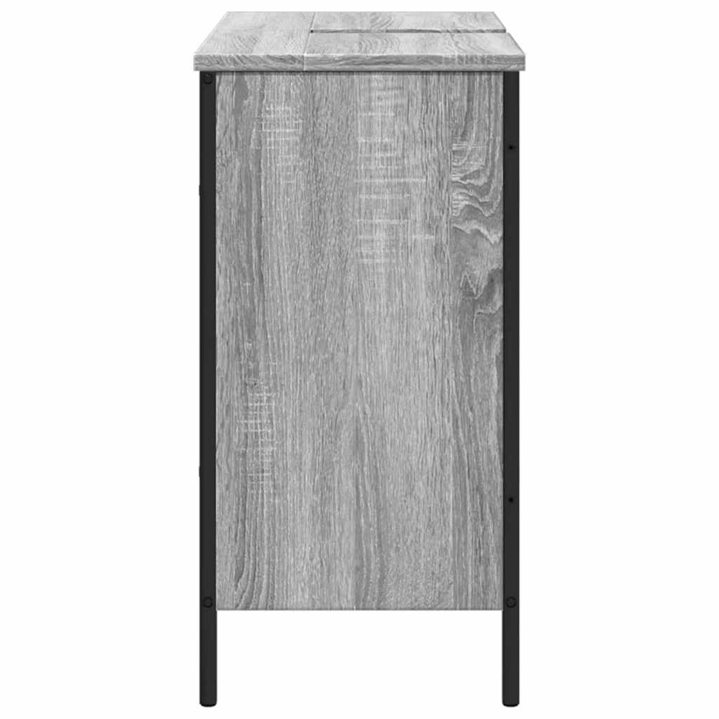 Szürke sonoma szerelt fa fürdőszobai mosdószekrény 80x30x60 cm