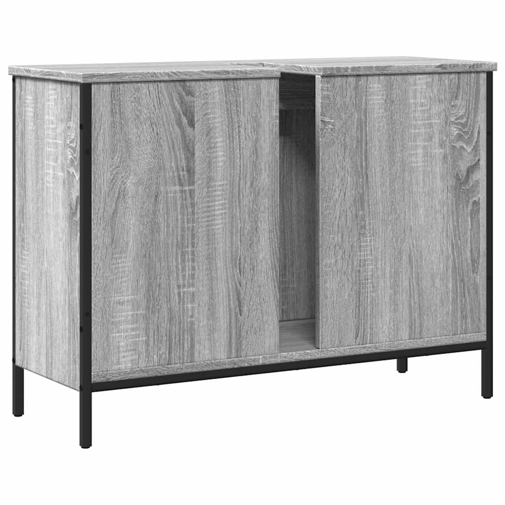 Szürke sonoma szerelt fa fürdőszobai mosdószekrény 80x30x60 cm