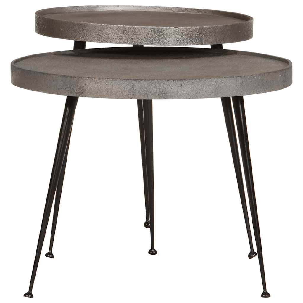 2 db ezüst színű szerelt fa dohányzóasztal