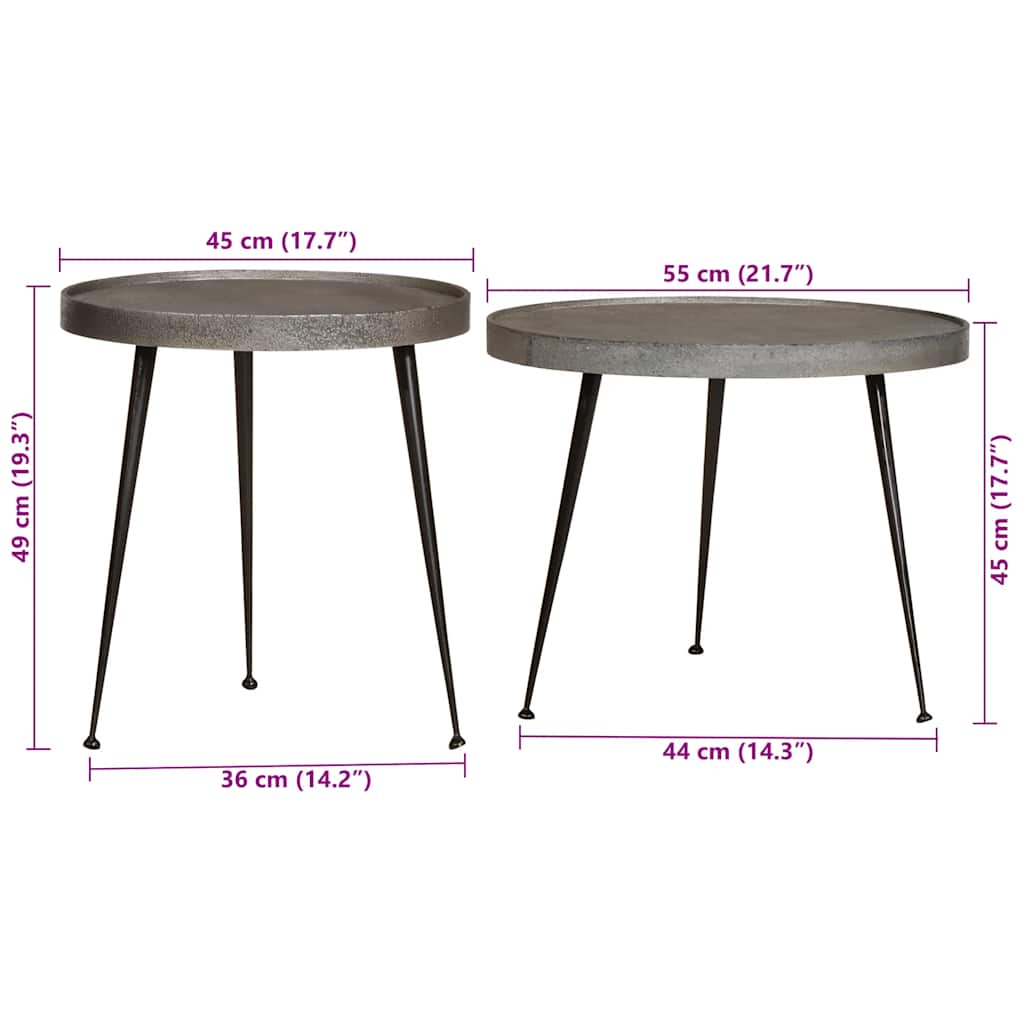 2 db ezüst színű szerelt fa dohányzóasztal