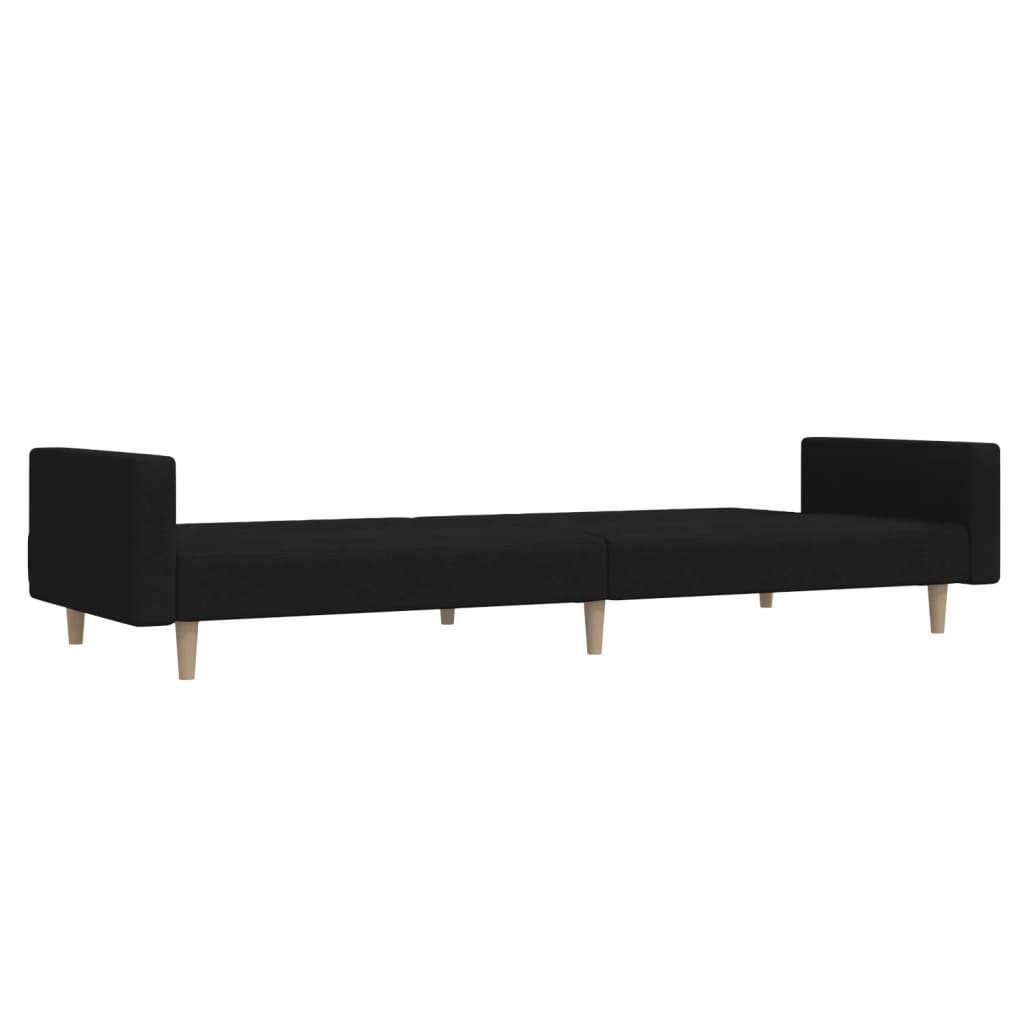 Kétszemélyes fekete szövet kanapéágy