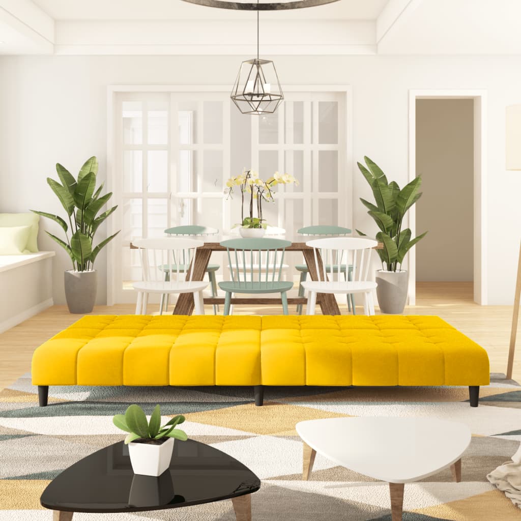 Kétszemélyes sárga bársony kanapéágy