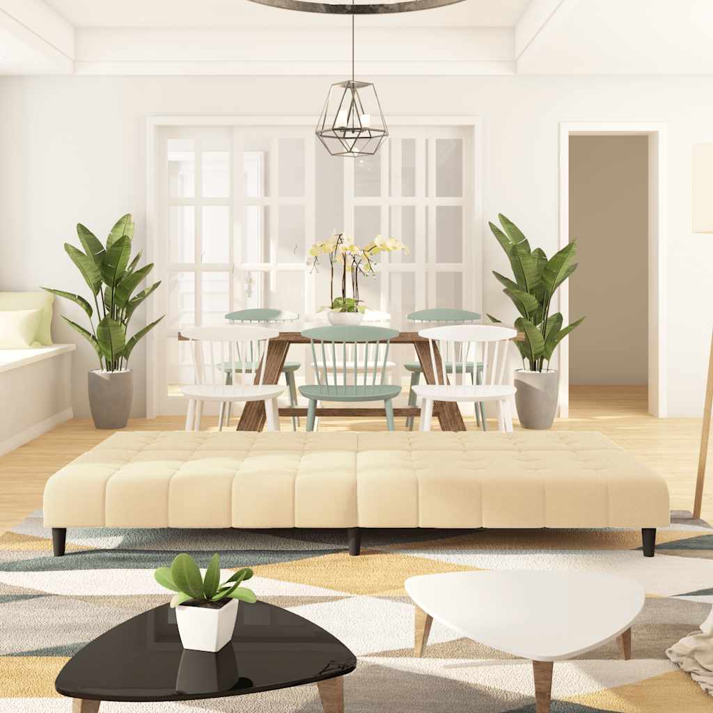 Kétszemélyes krémszínű bársony kanapéágy