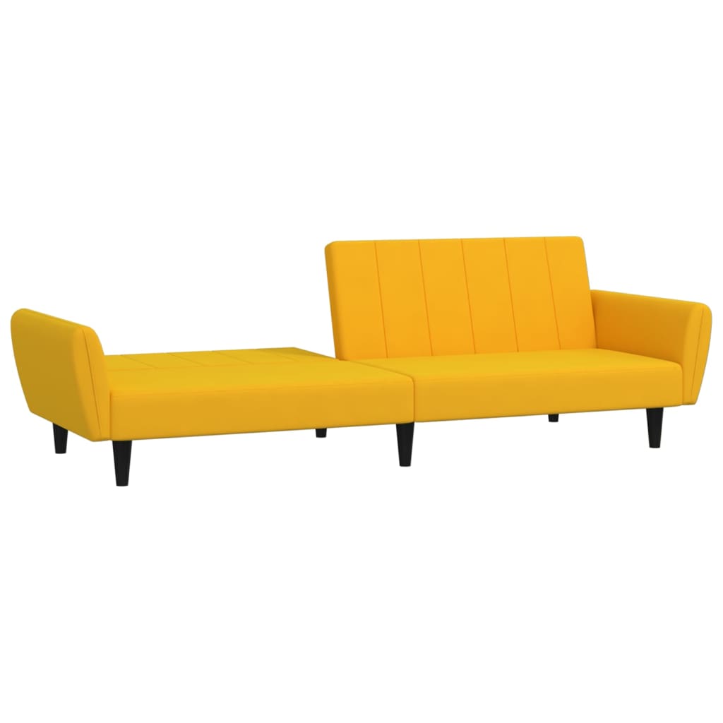 Kétszemélyes sárga bársony kanapéágy