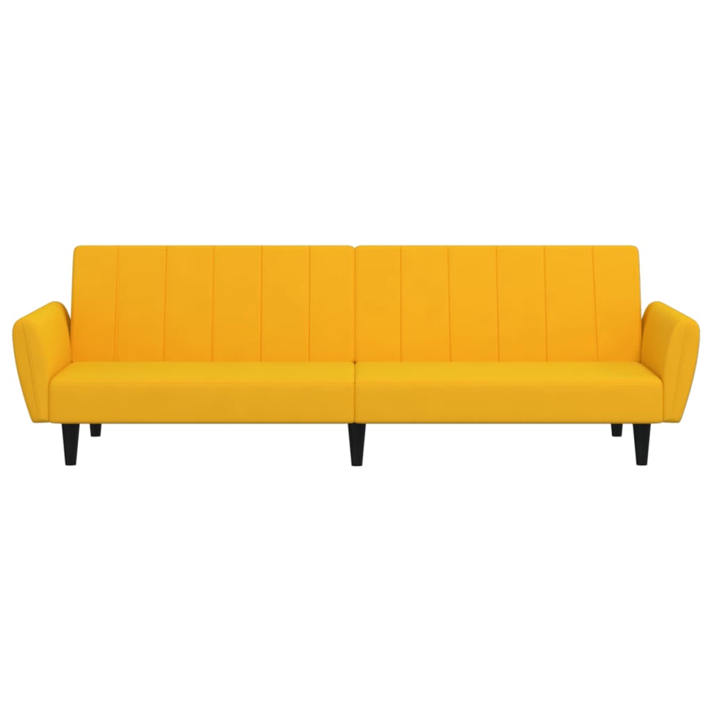 Kétszemélyes sárga bársony kanapéágy