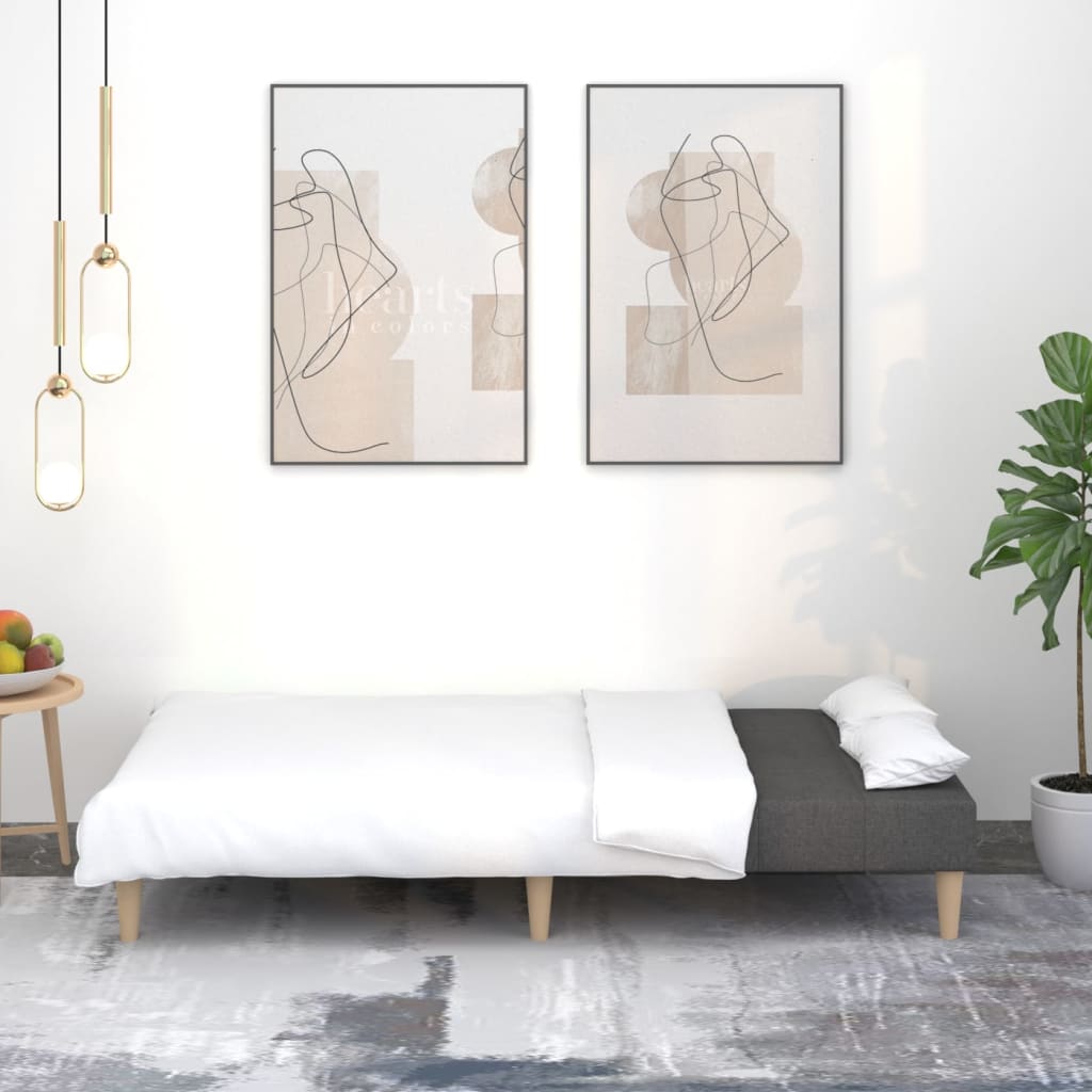 Kétszemélyes világosszürke szövet kanapéágy