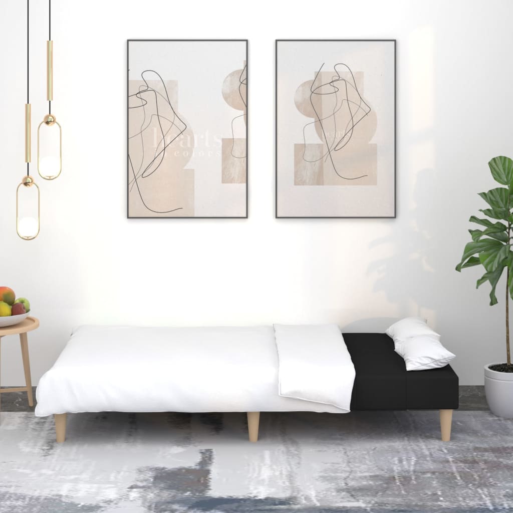 Kétszemélyes fekete szövet kanapéágy