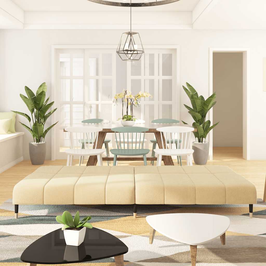 Kétszemélyes krémszínű bársony kanapéágy