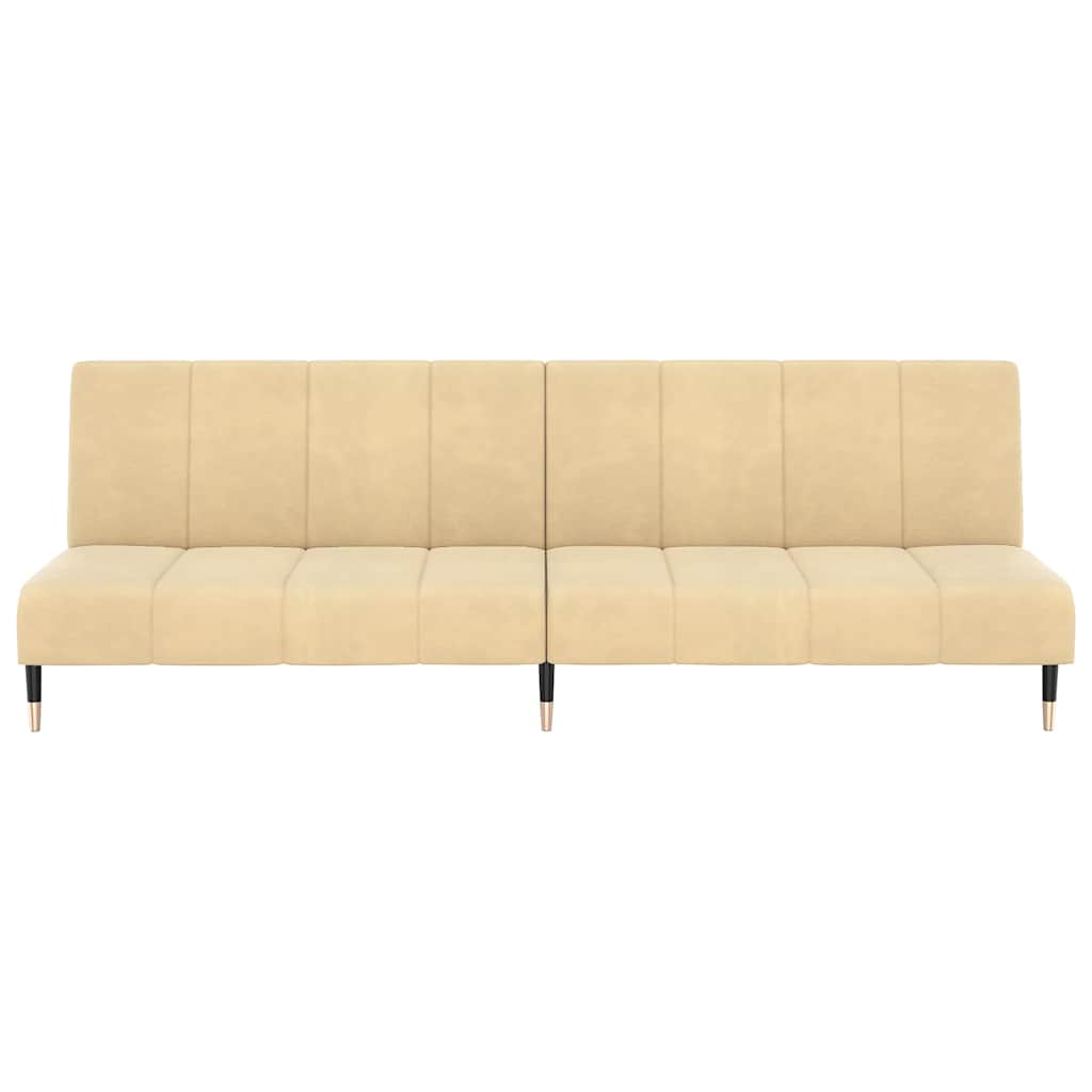 Kétszemélyes krémszínű bársony kanapéágy