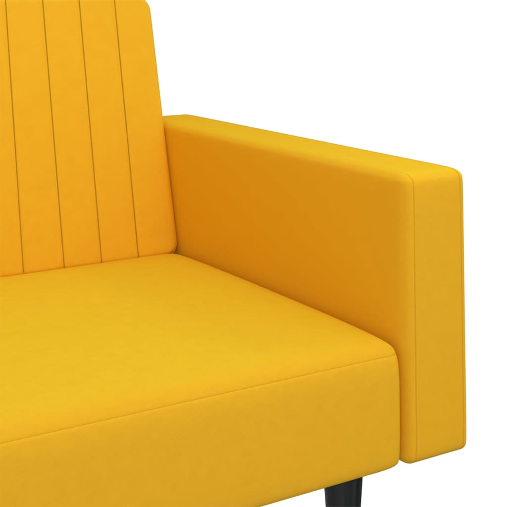 Kétszemélyes sárga bársony kanapéágy