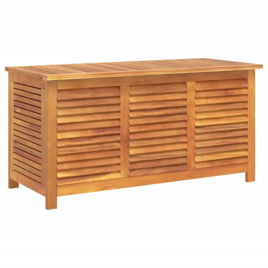 Tömör akácfa kerti tárolóláda zsaluval 113 x 50 x 56 cm