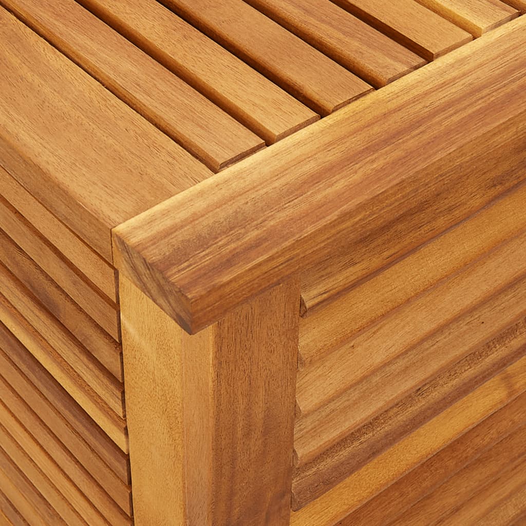 Tömör akácfa kerti tárolóláda zsaluval 113 x 50 x 56 cm