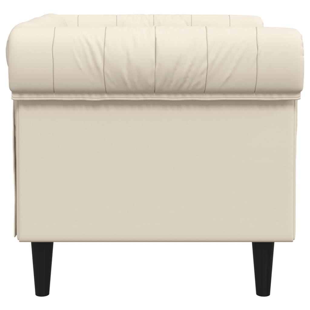 Krémszínű szövet chesterfield kanapé