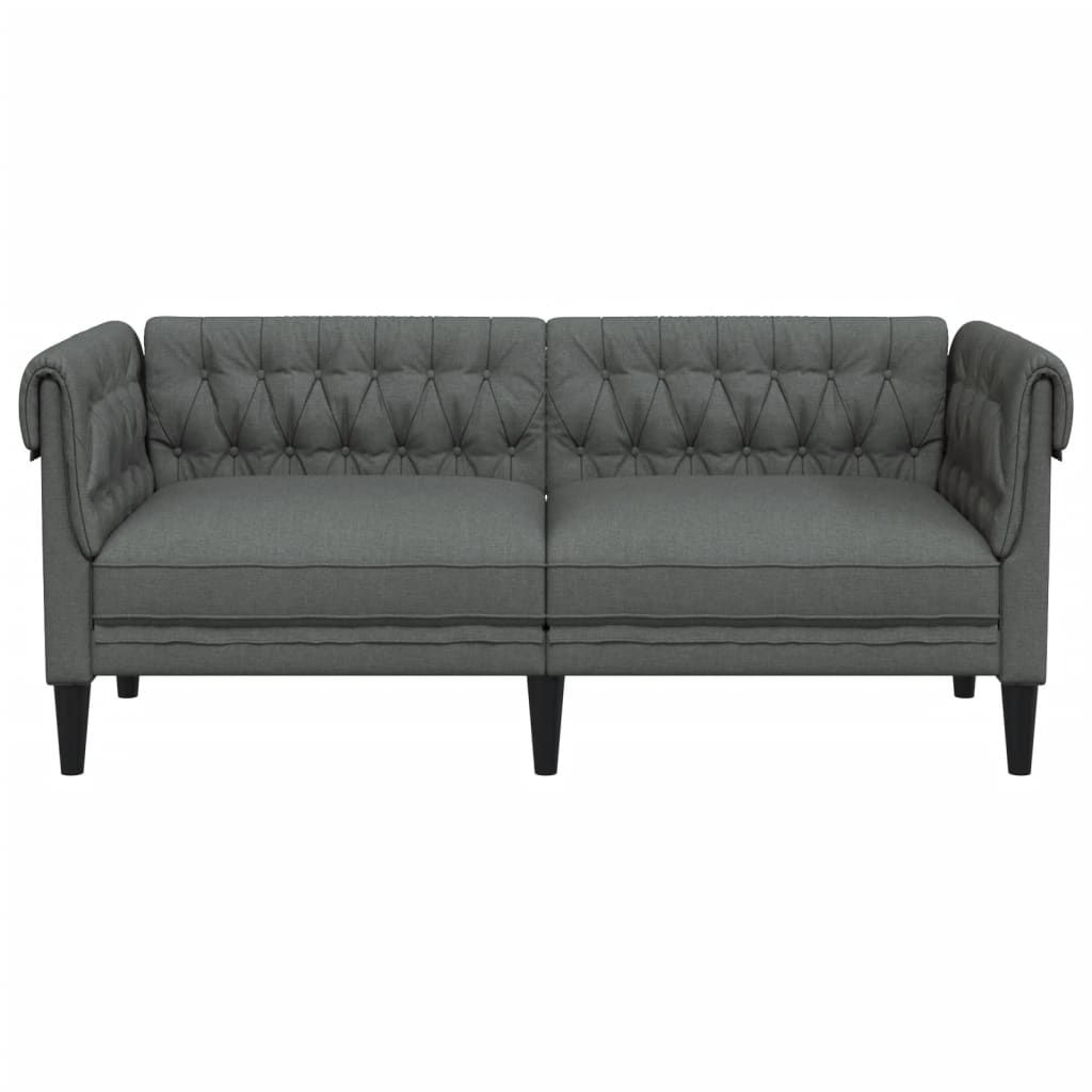 Sötétszürke 2 személyes szövet chesterfield kanapé