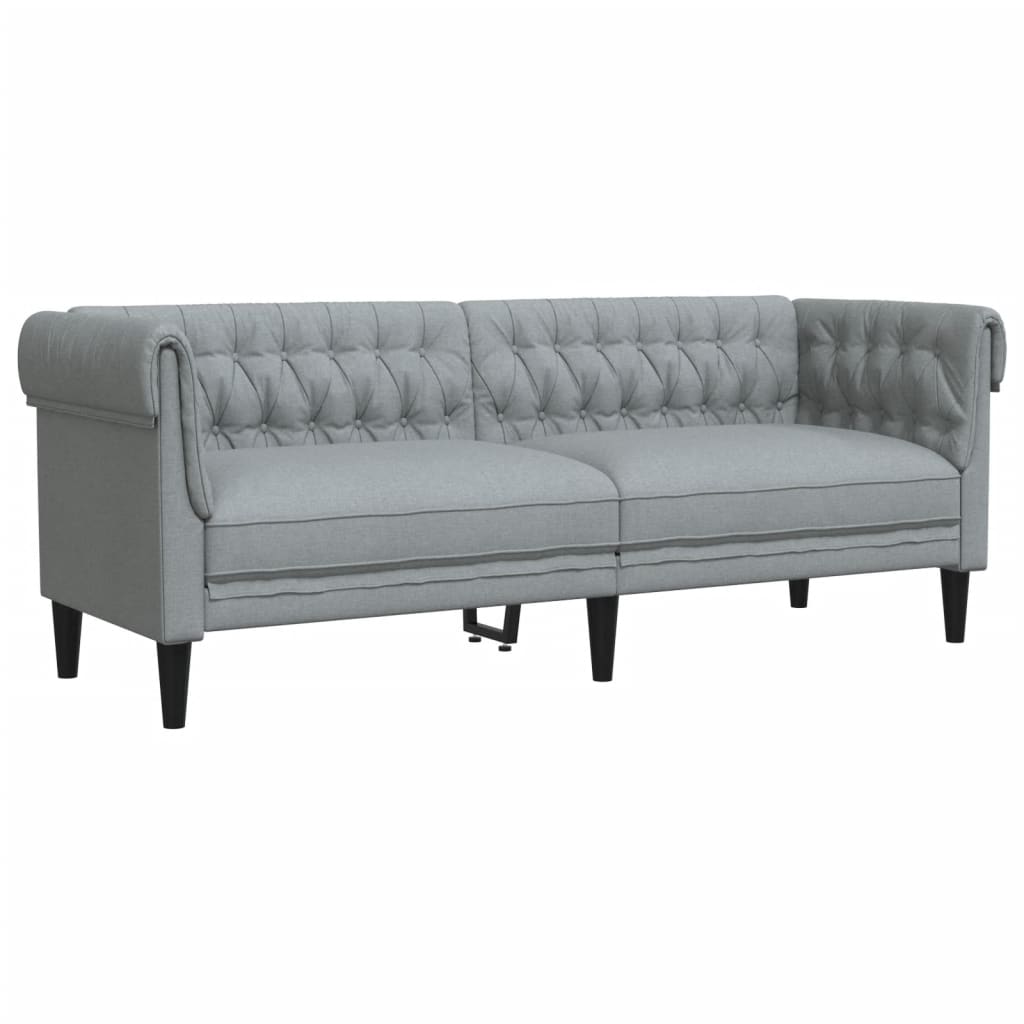 Világosszürke 3 személyes szövet chesterfield kanapé Világosszürke 3 személyes szövet chesterfield kanapé