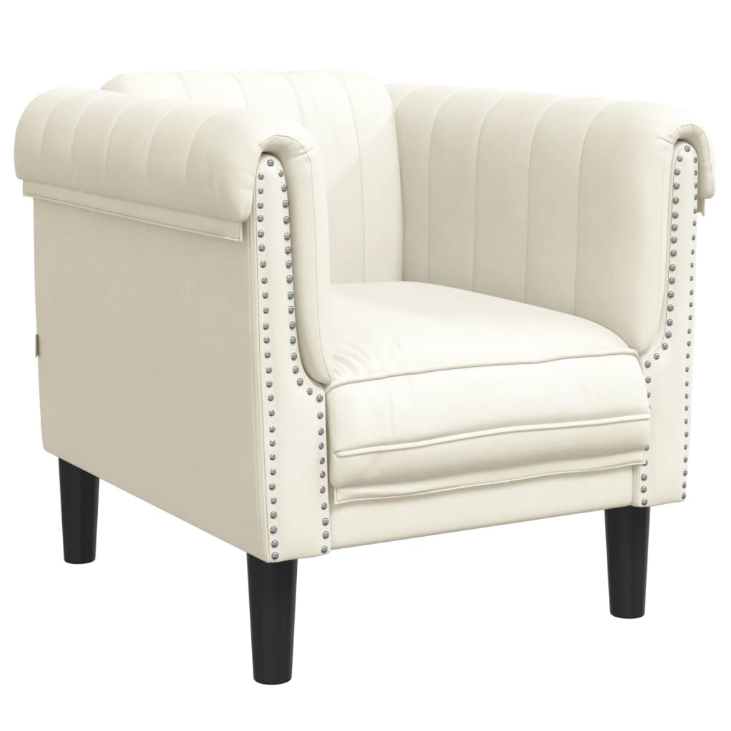 Krémszínű bársony kanapéfotel