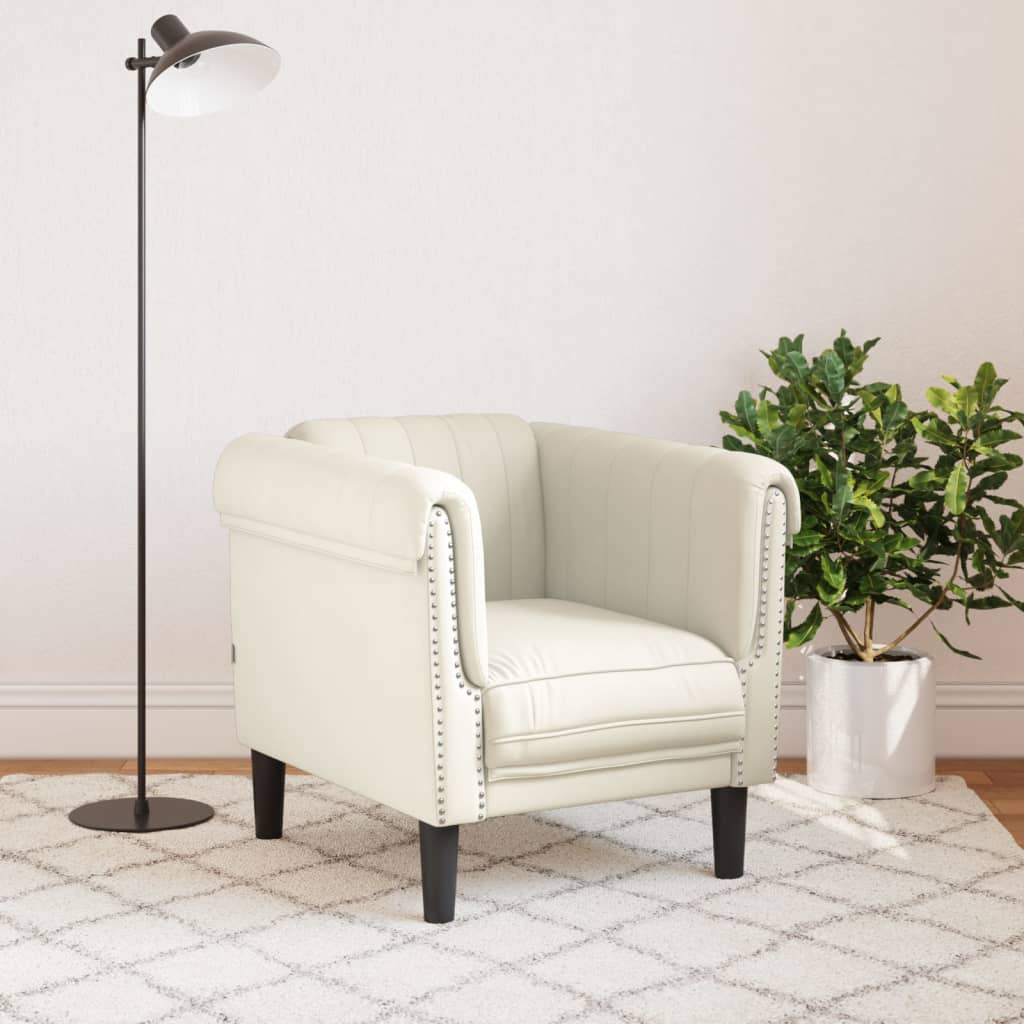 Krémszínű bársony kanapéfotel