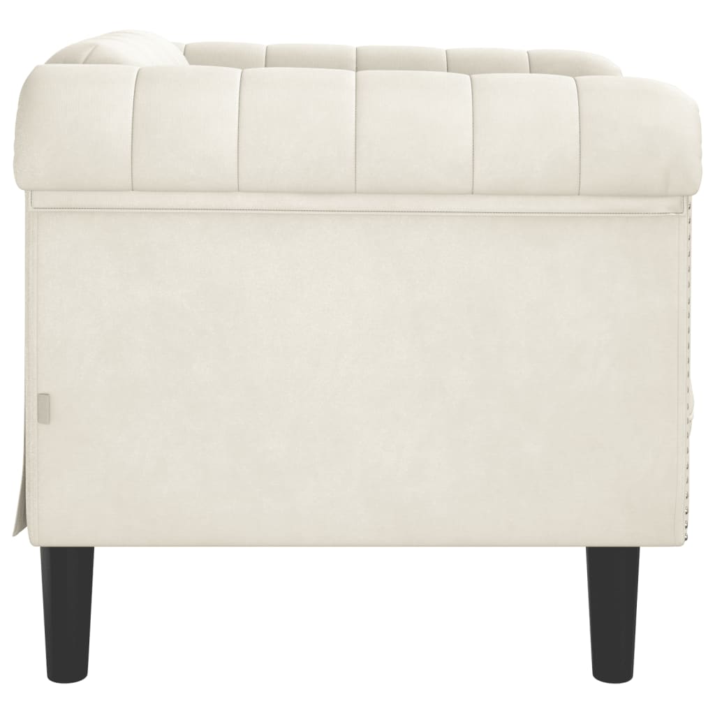 Krémszínű bársony kanapéfotel