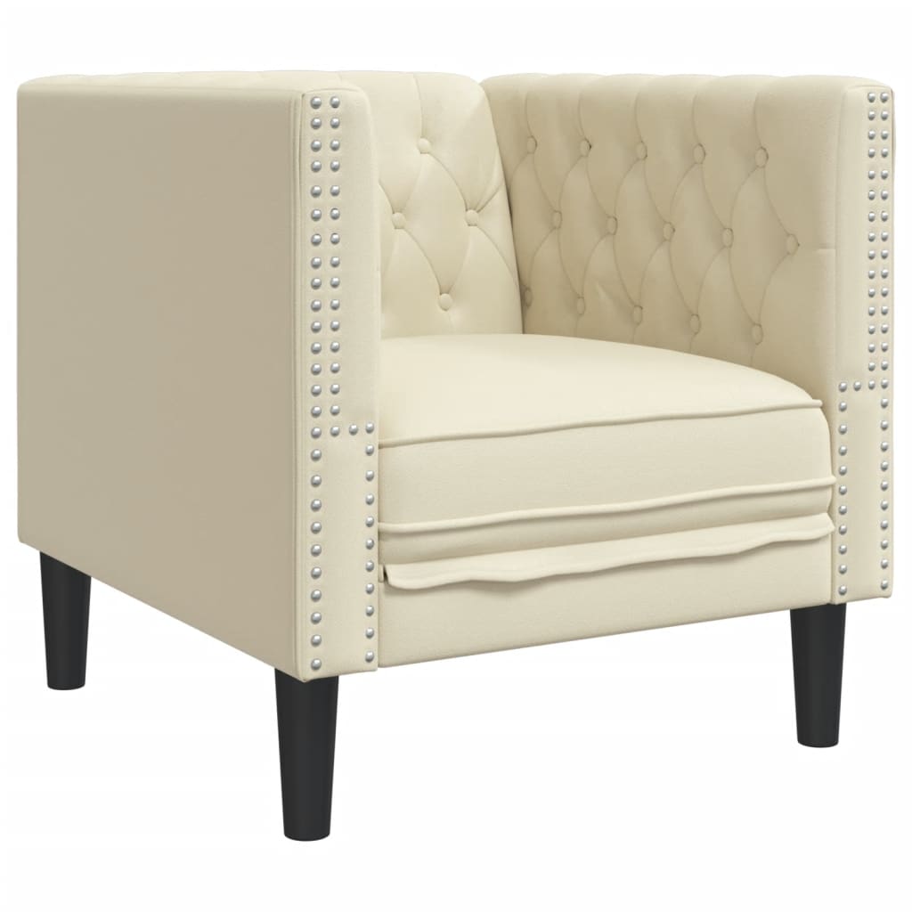 Krémszínű műbőr chesterfield kanapéfotel Krémszínű műbőr chesterfield kanapéfotel