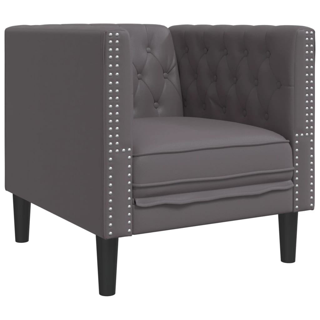 Szürke műbőr chesterfield kanapéfotel Szürke műbőr chesterfield kanapéfotel