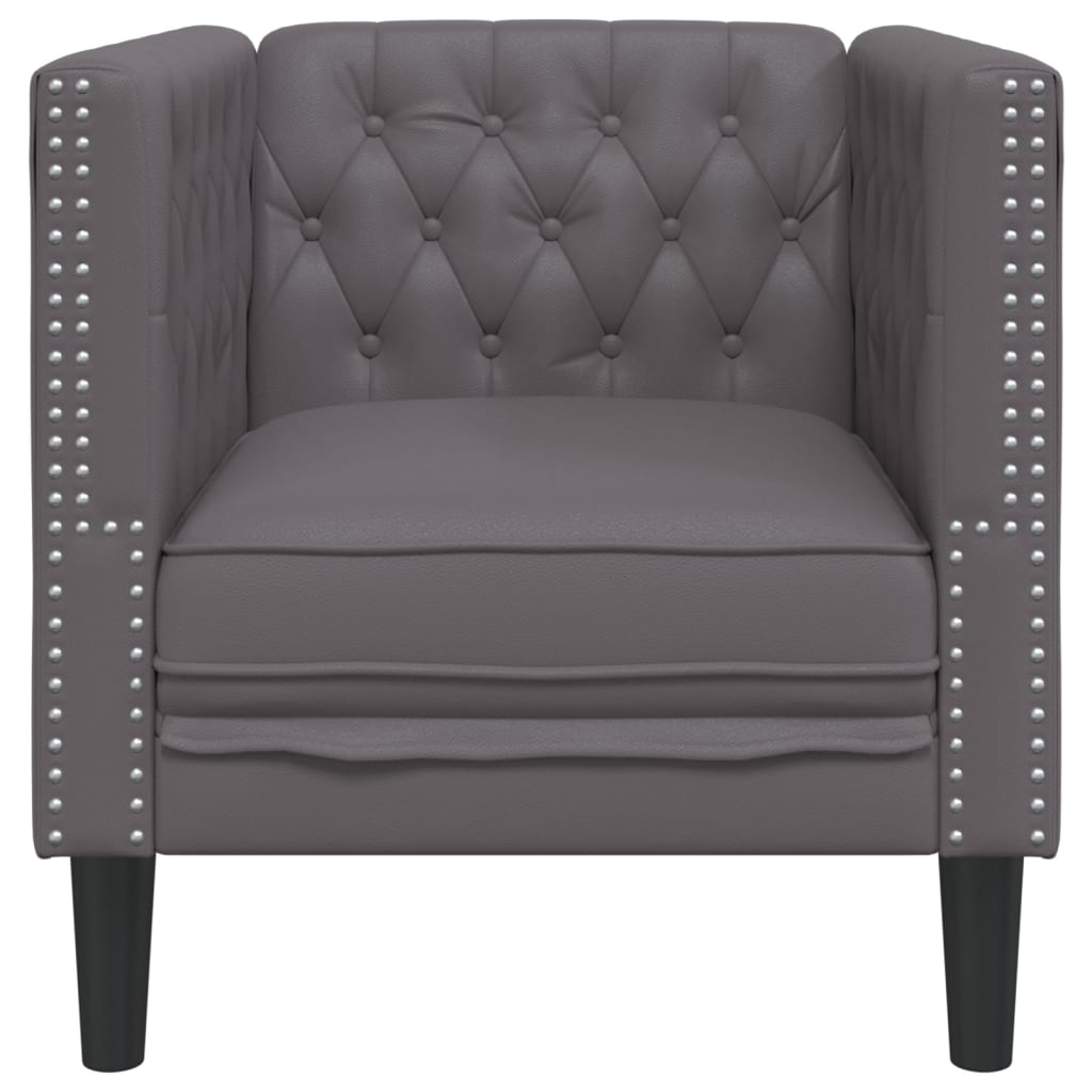 Szürke műbőr chesterfield kanapéfotel Szürke műbőr chesterfield kanapéfotel