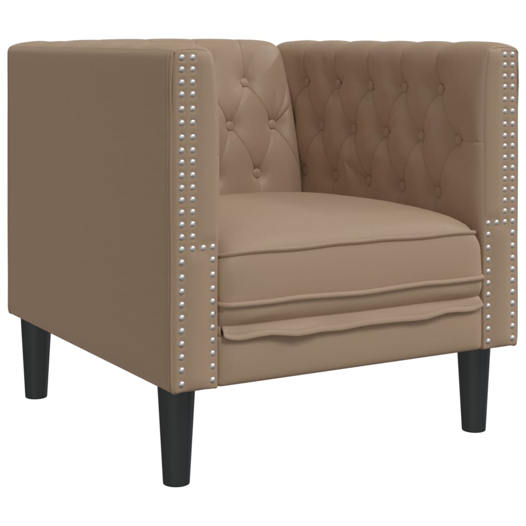 Kávészínű műbőr chesterfield kanapéfotel Kávészínű műbőr chesterfield kanapéfotel