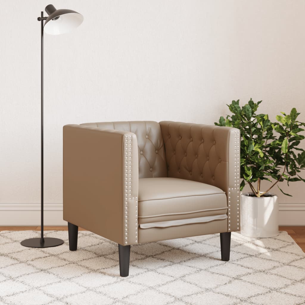 Kávészínű műbőr chesterfield kanapéfotel Kávészínű műbőr chesterfield kanapéfotel