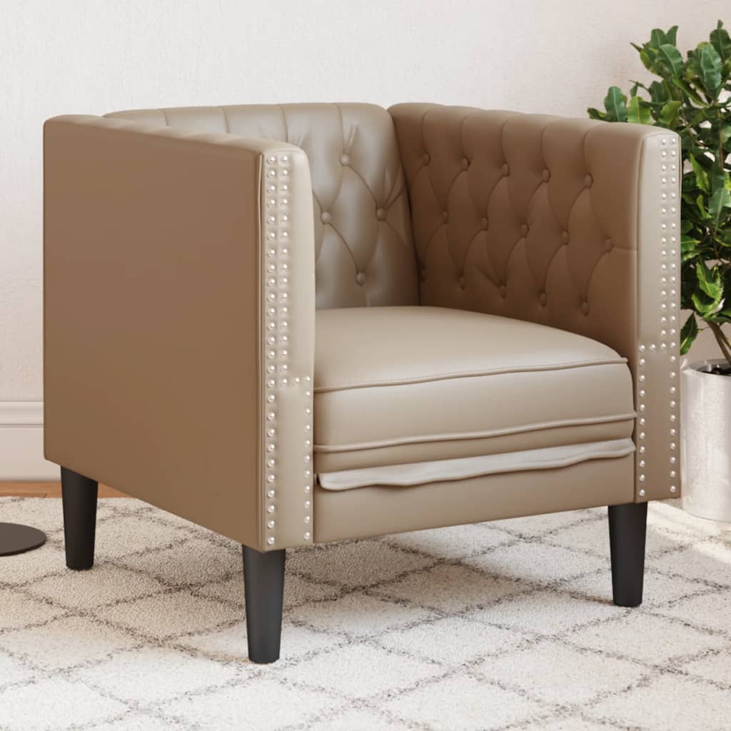 Kávészínű műbőr chesterfield kanapéfotel Kávészínű műbőr chesterfield kanapéfotel
