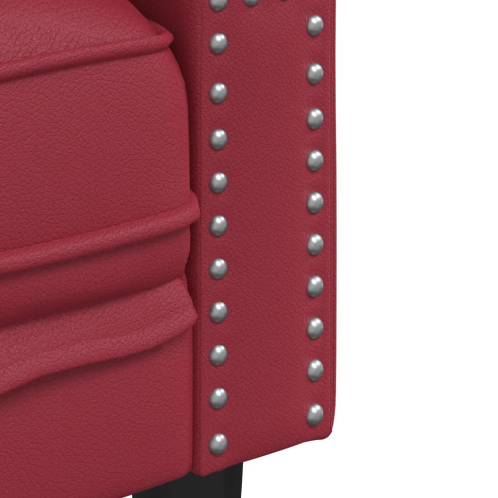Kétszemélyes bordó műbőr chesterfield kanapé