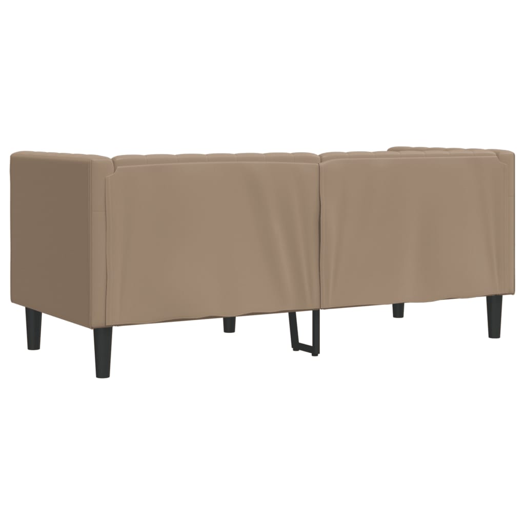 Kétszemélyes kávészínű műbőr chesterfield kanapé