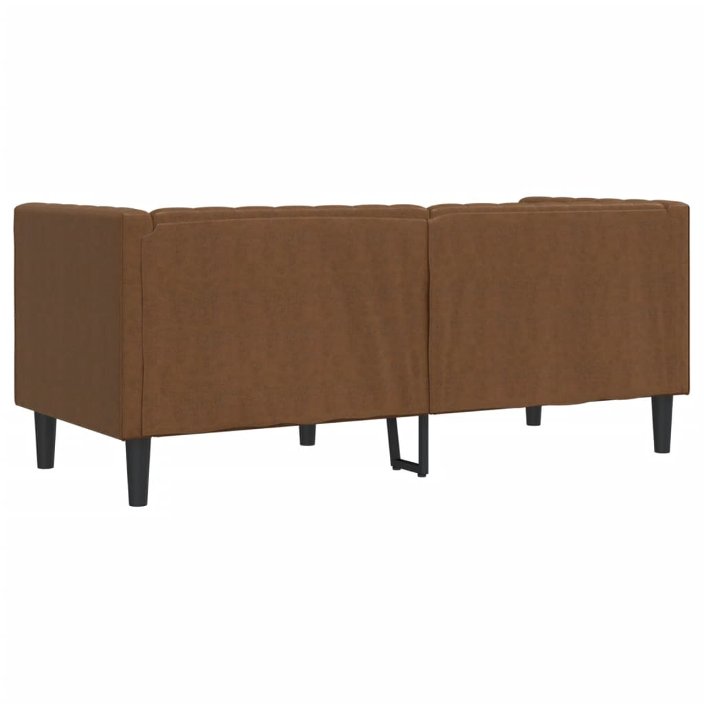 2 személyes barna műbőr chesterfield kanapé